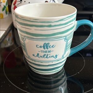 Coffee then Adulting Striped Coffee XL Mug